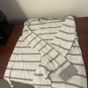 Pink Clover Heather Gray and White Top